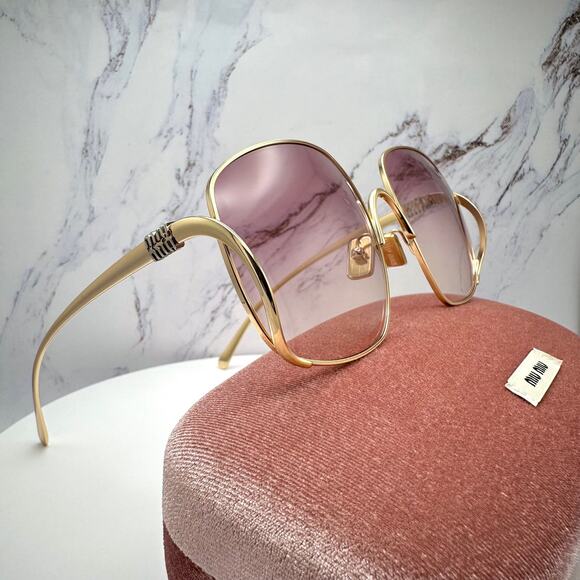 New MIU MIU Sunglasses MU A57S 5AK40S Gold Metal Square Oversized Gradient Lens main image 11